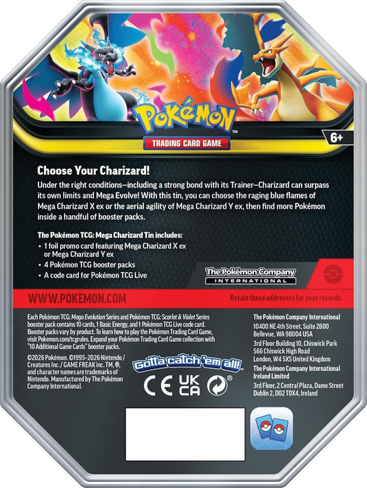 Mega Charizard X Ex with this Ultimate TCG Tin - Includes 4 Boosters & Exclusive Foil Promo Card! - Bits&Bots